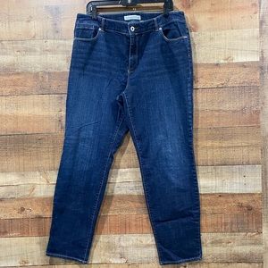 Chicos Platinum Denim Straight Leg Jeans Size 16